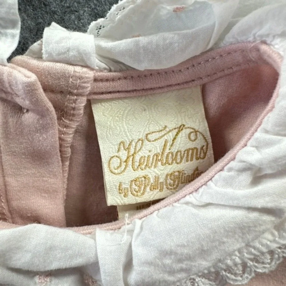 Heirlooms by Polly Flinders Pink Peter Pan Collar Lace‎ Tunic Dress 6-9M